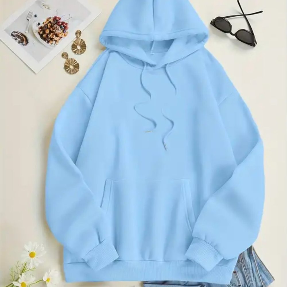 Light blue hoodie, cozy blue sweater